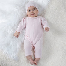 Load image into Gallery viewer, Emile et Rose Bow knit babygrow and hat
