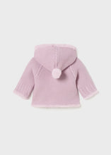 Load image into Gallery viewer, Newborn lilac pom pom knitted jacket 2304
