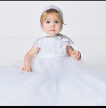 Load image into Gallery viewer, Sarah Louise 001163QS Christening robe and bonnet WHITE
