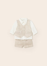 Load image into Gallery viewer, 2 piece linen newborn suit set 1263 beige

