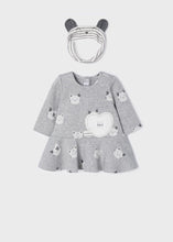 Load image into Gallery viewer, Mayoral Newborn Grey sustainable cotton dress and headband 2811
