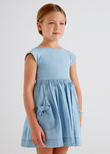 Load image into Gallery viewer, Mayoral Light Denim Bow Pocket Dress 3931
