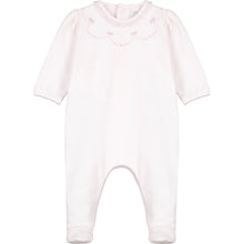 Load image into Gallery viewer, Emile et Rose Pink babygrow with embroidered rose collar 2522PP
