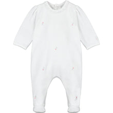 Load image into Gallery viewer, Emile et Rose White babygrow with embroidered rose buds 1964PP
