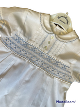 Load image into Gallery viewer, Sarah Louise Smocked white/blue collared Romper C6000
