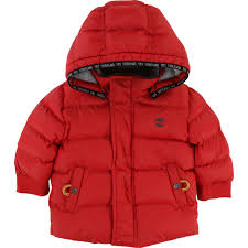 Timberland red winter thick puffer coat with hood