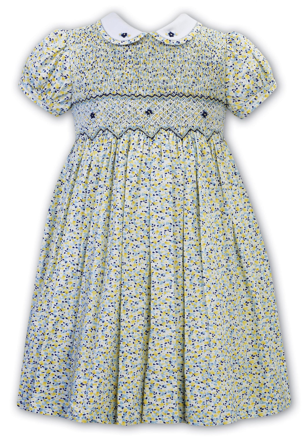 Sarah Louise Lemon/Navy floral dress 012741